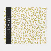Leopard Print, Gold Leopard, Glitzer, Ihr Name Fleecedecke (Vorderseite (Horizontal))