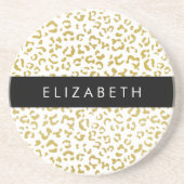 Leopard Print, Gold Leopard, Glitzer, Ihr Name Getränkeuntersetzer (Vorne)