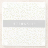 Leopard Print, Gold Leopard, Glitzer, Ihr Name Glasuntersetzer (Rückseite)