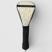 Leopard Print, Gold Leopard, Glitzer, Ihr Name Golf Headcover (Vorderseite)