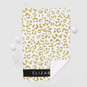 Leopard Print, Gold Leopard, Glitzer, Ihr Name Golfhandtuch (Insitu)
