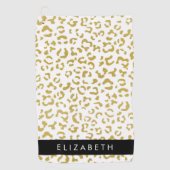 Leopard Print, Gold Leopard, Glitzer, Ihr Name Golfhandtuch (Vorderseite)