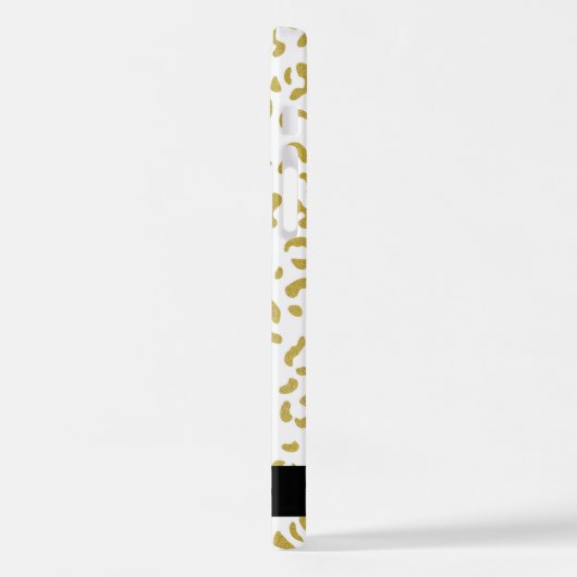 Leopard Print, Gold Leopard, Glitzer, Ihr Name iPhone Hülle (Linke Seite)