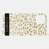 Leopard Print, Gold Leopard, Glitzer, Ihr Name iPhone Hülle (Rückseite (Horizontal))