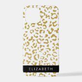 Leopard Print, Gold Leopard, Glitzer, Ihr Name iPhone Hülle (Rückseite)