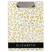 Leopard Print, Gold Leopard, Glitzer, Ihr Name Klemmbrett (Vorderseite)