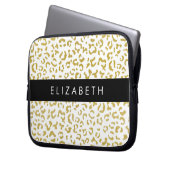 Leopard Print, Gold Leopard, Glitzer, Ihr Name Laptopschutzhülle (Vorderseite Links)