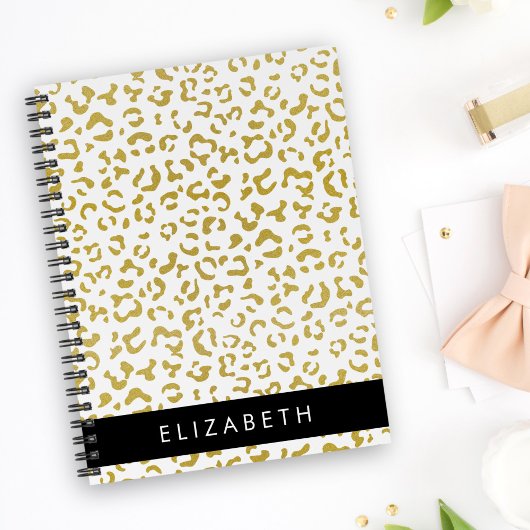 Leopard Print, Gold Leopard, Glitzer, Ihr Name Notizblock
