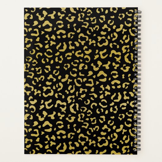 Leopard Print, Gold Leopard, Glitzer, Ihr Name Planer (Rückseite)