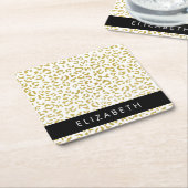 Leopard Print, Gold Leopard, Glitzer, Ihr Name Rechteckiger Pappuntersetzer (angewinkelt)