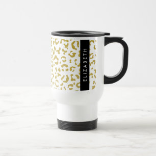 Leopard Print, Gold Leopard, Glitzer, Ihr Name Reisebecher