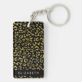 Leopard Print, Gold Leopard, Glitzer, Ihr Name Schlüsselanhänger (Rückseite)