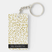 Leopard Print, Gold Leopard, Glitzer, Ihr Name Schlüsselanhänger (Rückseite)