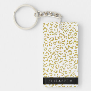 Leopard Print, Gold Leopard, Glitzer, Ihr Name Schlüsselanhänger
