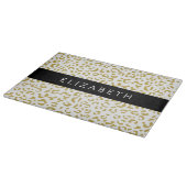 Leopard Print, Gold Leopard, Glitzer, Ihr Name Schneidebrett (Ecke)