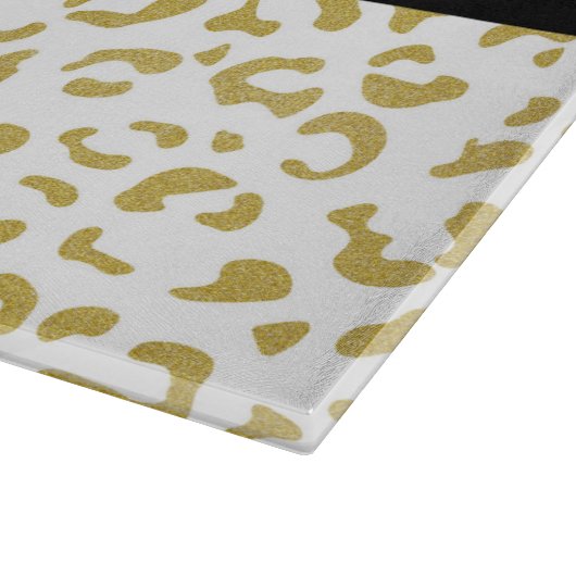 Leopard Print, Gold Leopard, Glitzer, Ihr Name Schneidebrett (Ecke)