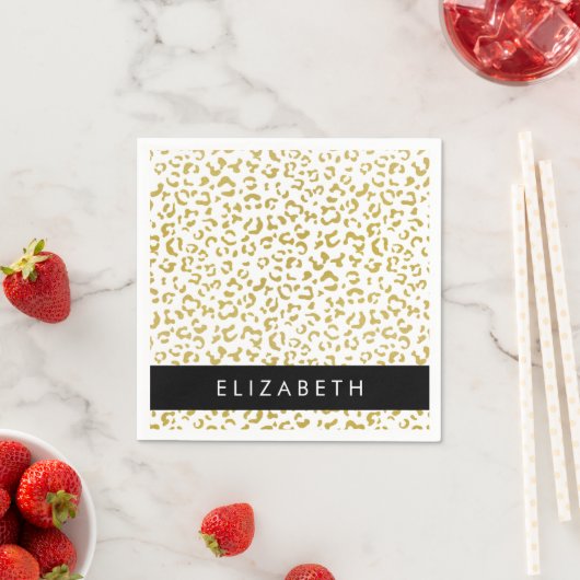 Leopard Print, Gold Leopard, Glitzer, Ihr Name Serviette (Beispiel)