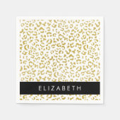 Leopard Print, Gold Leopard, Glitzer, Ihr Name Serviette (Vorderseite)