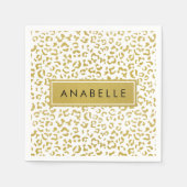 Leopard Print, Gold Leopard, Glitzer, Ihr Name Serviette (Vorderseite)