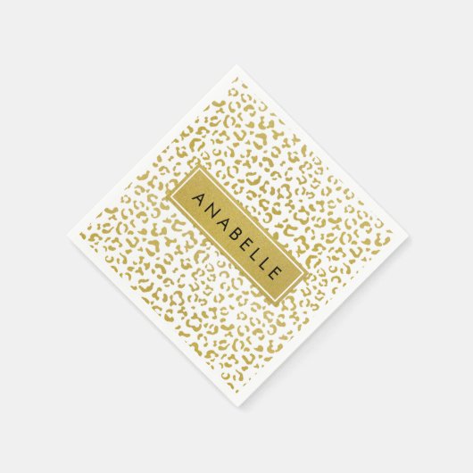 Leopard Print, Gold Leopard, Glitzer, Ihr Name Serviette (Ecke)