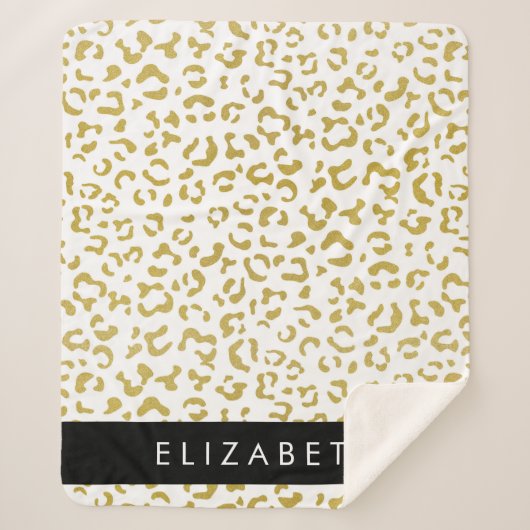 Leopard Print, Gold Leopard, Glitzer, Ihr Name Sherpadecke (Vorderseite)