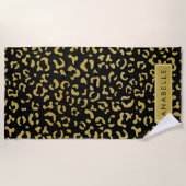 Leopard Print, Gold Leopard, Glitzer, Ihr Name Strandtuch (Vorderseite)