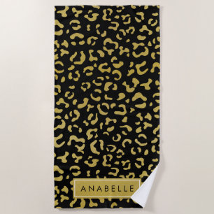 Leopard Print, Gold Leopard, Glitzer, Ihr Name Strandtuch