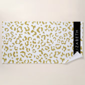 Leopard Print, Gold Leopard, Glitzer, Ihr Name Strandtuch (Vorderseite)