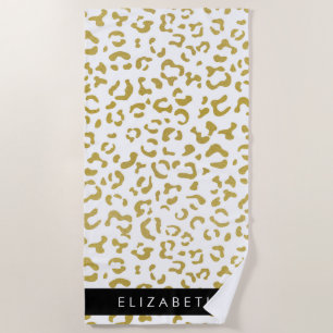 Leopard Print, Gold Leopard, Glitzer, Ihr Name Strandtuch