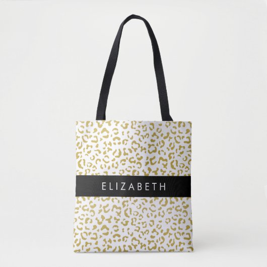 Leopard Print, Gold Leopard, Glitzer, Ihr Name Tasche (Vorderseite)