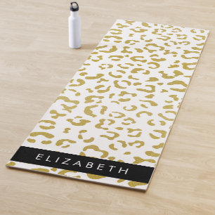 Leopard Print, Gold Leopard, Glitzer, Ihr Name Yogamatte