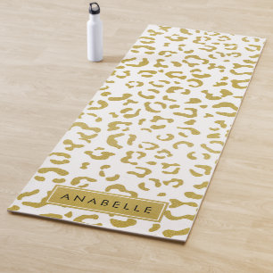 Leopard Print, Gold Leopard, Glitzer, Ihr Name Yogamatte