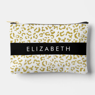 Leopard Print, Gold Leopard, Glitzer, Ihr Name Zubehörtasche