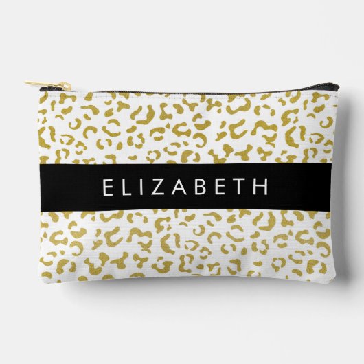 Leopard Print, Gold Leopard, Glitzer, Ihr Name Zubehörtasche (Vorderseite)