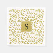 Leopard Print, Gold Leopard, Glitzer, Monogramm Serviette (Vorderseite)