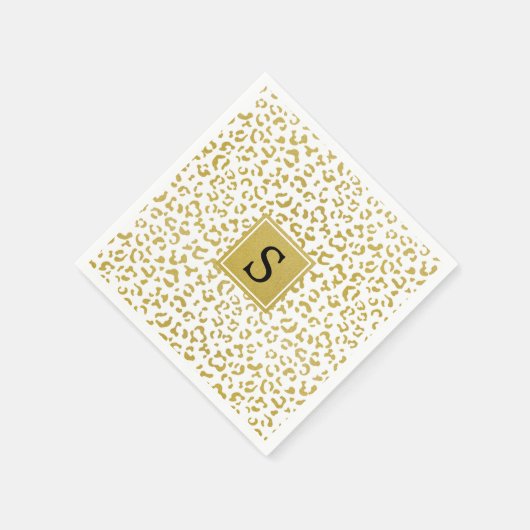 Leopard Print, Gold Leopard, Glitzer, Monogramm Serviette (Ecke)