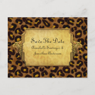 Leopard Print Gold Leopard Heads Save the Date Ankündigungspostkarte