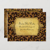 Leopard Print Gold Leopard Heads Save the Date Ankündigungspostkarte (Vorne/Hinten)