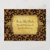 Leopard Print Gold Leopard Heads Save the Date Ankündigungspostkarte (Vorderseite)