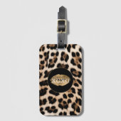 Leopard Print Gold Lips XOXO Gepäckanhänger (Vorderseite Vertikal)