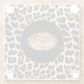 Leopard Print Gold Lips XOXO Glasuntersetzer (Rückseite)
