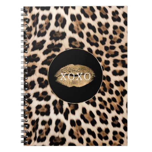 Leopard Print Gold Lips XOXO Notizblock (Vorderseite)