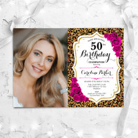 Leopard Print Gold Pink Foto 50. Geburtstag