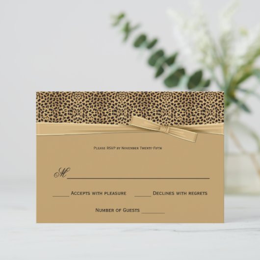Leopard Print Gold Ribbon UAWG Einladung (Stehend Vorderseite)