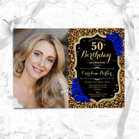 Leopard Print Gold Royal Blue Foto 50. Geburtstag