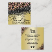 Leopard Print Gold Vielen Dank für Ihren Kauf Quadratische Visitenkarte (Vorne/Hinten)