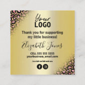 Leopard Print Gold Vielen Dank für Ihren Kauf Quadratische Visitenkarte (Rückseite)