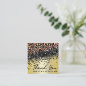 Leopard Print Gold Vielen Dank für Ihren Kauf Quadratische Visitenkarte (Stehend Vorderseite)