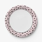 Leopard Print grau und schwarz auf Rosa Pappteller (Vorderseite)