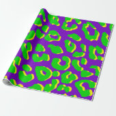 Leopard Print Green Lila Gelb Geschenkpapier (Ungerollt)